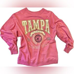 Hollister Pink Crewneck "Tampa FL" Sweatshirt - Small
